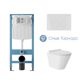 AQD комплект: TECNICA Novo Инсталляция, CIR Панель, белый гл., CONE Tornado S Унитаз Tor, белый гл., , шт