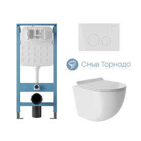 AQD комплект: TECNICA Novo Инсталляция, CIR Панель, белый гл., OVO Tornado S Унитаз Tor, белый гл., , шт
