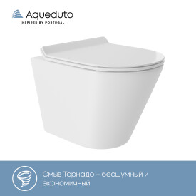 AQD CONE Tornado S Унитаз подвесной 480*360 безободковый, Tornado, сиденье с микролифтом, белый гл., , (1 шт)
