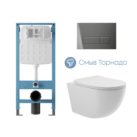 AQD комплект: TEC Novo Инсталляция, RETANGULO Novo Панель, ор ст, OVO Tor Унитаз, сиденье, бел глян, , шт