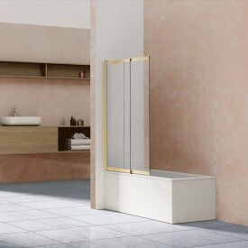 Душевая шторка на ванну VSB-1E100CLG, 1000*1450, брашированное золото, стекло прозрачное,