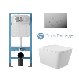 AQD комплект: TEC Novo Инсталляция, CIRCULO Novo Панель, хр, MACIO Tor Унитаз, сиденье, бел глян, , шт
