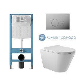 AQD комплект: TEC Novo Инсталляция, CIRCULO Novo Панель, хр, CONE Tor Унитаз, сиденье, бел глян, , шт