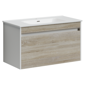 Тумба подвесная SANCOS Ум (Smart) 890х450х500, c двумя ящиками оснащенными доводчиками, дуб бардолино/белый, арт. SM90E